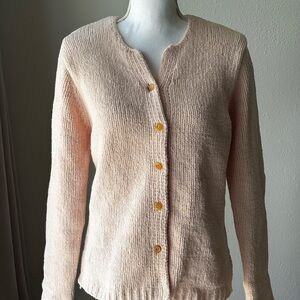 Orvis Women's Peach Tone Textured Button-Up Front Cardigan Sweater Size M